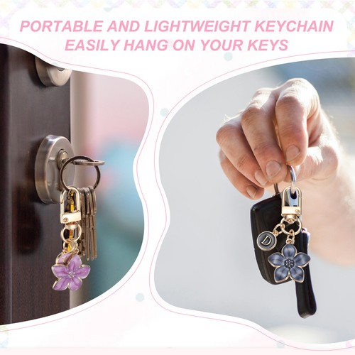 Cute Flower Keychain, Letter-W Initial Keychain Charm for Women, Pink - Picture 6 of 7