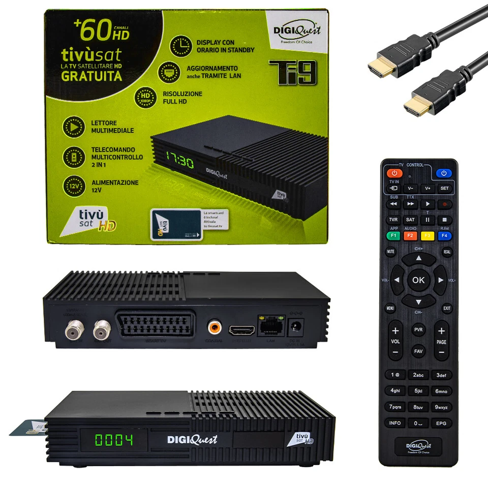 Digital Tivusat HD Satelliten Receiver Digiquest Ti9 + aktivierte Smartcard Full - Bild 3 von 4