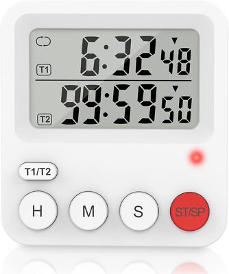 Digitale Küchentimer, 2-Kanal-Timer, Eieruhren, Stoppuhr, Countdown, loopfähig, 