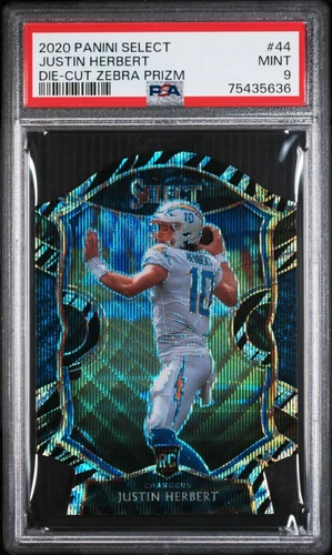 2020 Panini Select - Concourse Justin Herbert #44 Zebra Prizm Die-Cut (RC) SSP