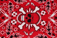 BADDANNA RED SKULLS DARK FLAMES BANDANA ALEXANDER HENRY FABRICS COTTON SEW QUILT