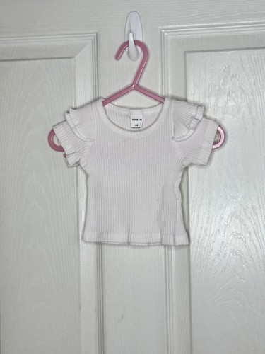 Shein Ribbed Top Baby Girls Size 0-3 Months White Short Sleeve Shirt