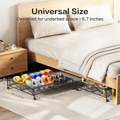 Under Bed Shoe Storage Organizer, 2 Pack Under Bed Storage Containers with - Picture 6 of 7