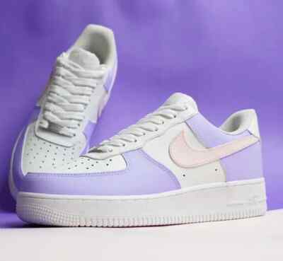 Air Force 1 Custom White Casual Shoes Chill Pastel Lilac Light Purple Pink Dream
