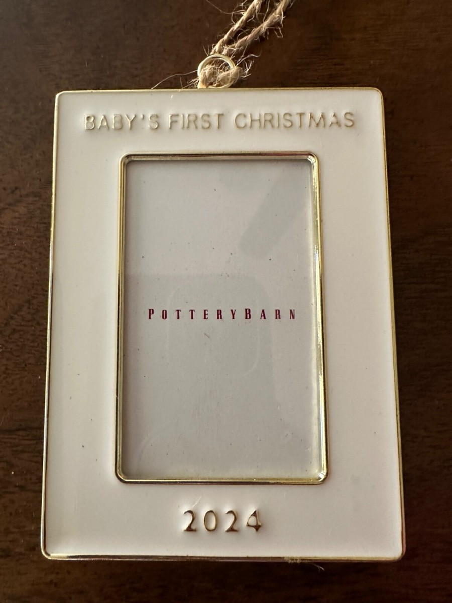 Pottery Barn Ornament White Enamel Rectangle Frame 2024 BABY'S