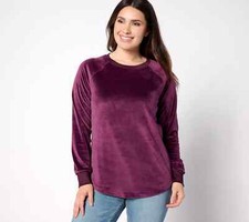Belle by Kim Gravel Belleour Raglan Sweatshirt Aubergine Size XXS A624579