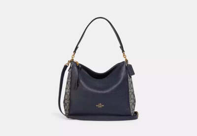 Coach Signature Jacquard Shay Leather Shoulder Bag Handbag