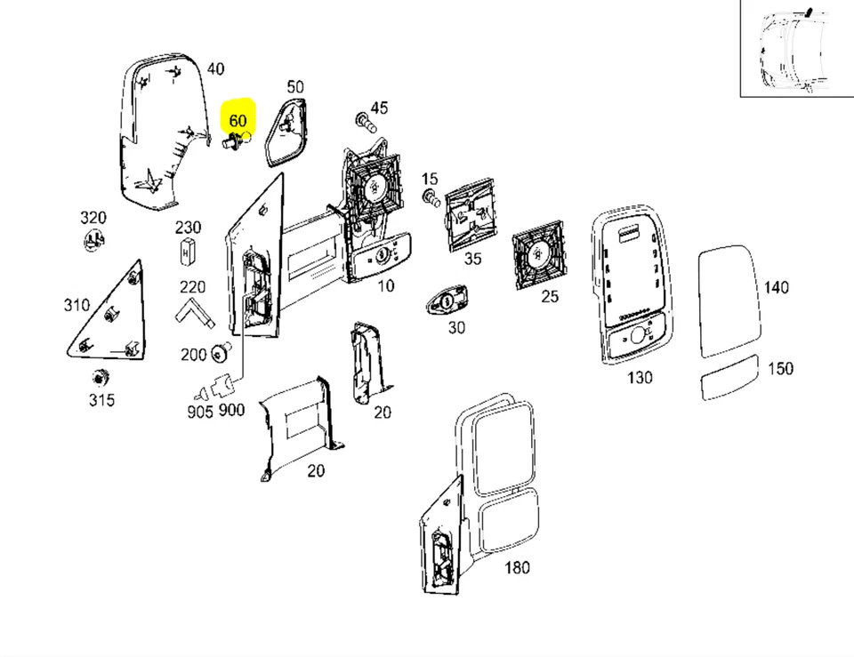 Bombilla LED amarilla de señalización lateral con espejo para Mercedes Dodge Sprinter 2500 Foto 3 de 4