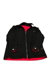 Vtg Marlboro Mens Black Red Wool Blend Collared Reversible Jacket Coat Size XL