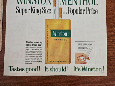 winston menthol cigarettes New Winston Menthol Cigarettes Advertisement from 1967 The Sporting News