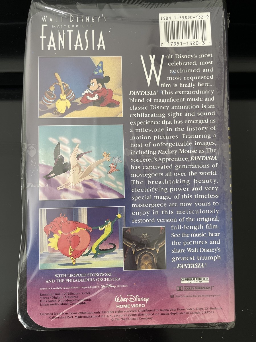 Fantasia VHS (Factory Sealed) Walt Disney's Masterpiece