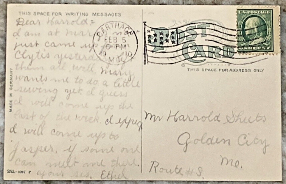 Fire Department Joplin Missouri Fire Engine Trucks 1910 DB Postcard