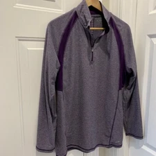 Champion Women's Purple Base Layer 1/4 Zip L/S Large Pullover Biking Running