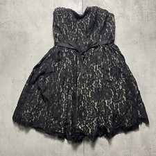 GENUINE DENIM CO Womens Size 6 Strapless Black Lace Fit Flare Party Dress MINT