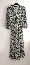 BNWT M&S Black & White Floral Belted Midaxi Shirt Dress UK 12
