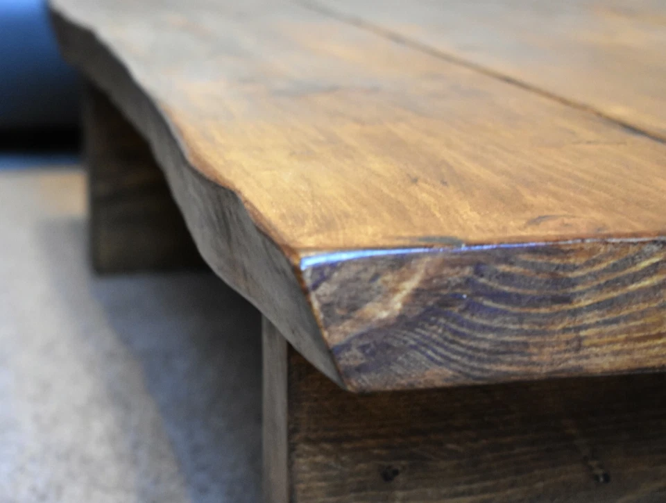 Waney / Live Edge Coffee Table Rustic Solid Wood Chunky Vintage Low Rustic Oak - Image 4 of 4