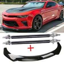 Glossy Black Front Bumper Chin Lip Spoiler Body Kit For Chevy Camaro Polyuret