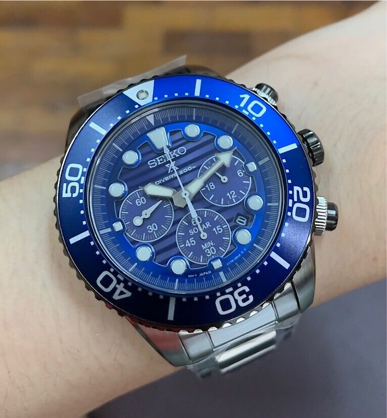 Seiko SSC675P1 Prospex Save the Ocean Diver Solar Chronograph Blue Dial  Watch 4954628224880 | eBay