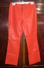 Vintage Ralph Lauren Sport Orange Leather Tie Pants Sz 6 Run Small Gorgeous