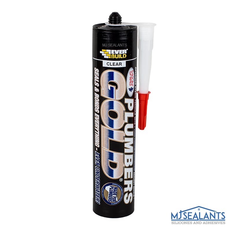 Everbuild Plumbers Gold Silicone Sealant Adhesive 290ml Clear / White