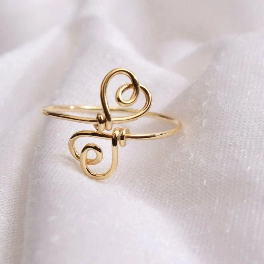 Plain Gold Ring Heart Band Yellow 14k Yellow Solid Real Women Size Ring Band. - Image 3 of 4