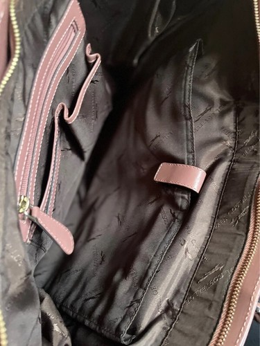 Large PAUL COSTELLOE Dusky Tan / Pink Leather Handbag. - Picture 9 of 12