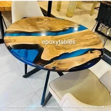 36" Clear Epoxy Resin Sofa Coffee Table Top Live Edge Wooden Luxury Home Decors