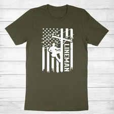 Lineman USA Flag T-Shirt American Lineworker shirt Lineman Electrician Gift Tee