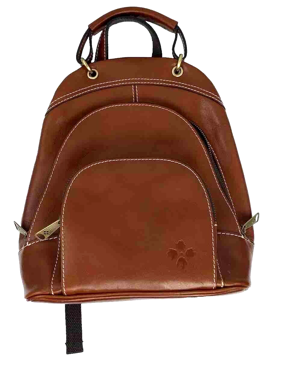 Patricia Nash Heritage Leather Alencon Backpack Brown Multi Compartment