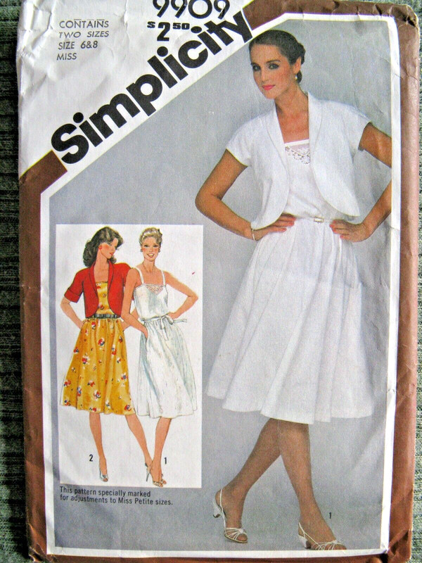 SUNDRESS Pattern Pullover w BOLERO Tunic Simplicity 9909 Vintage 1980's Sz 6-8