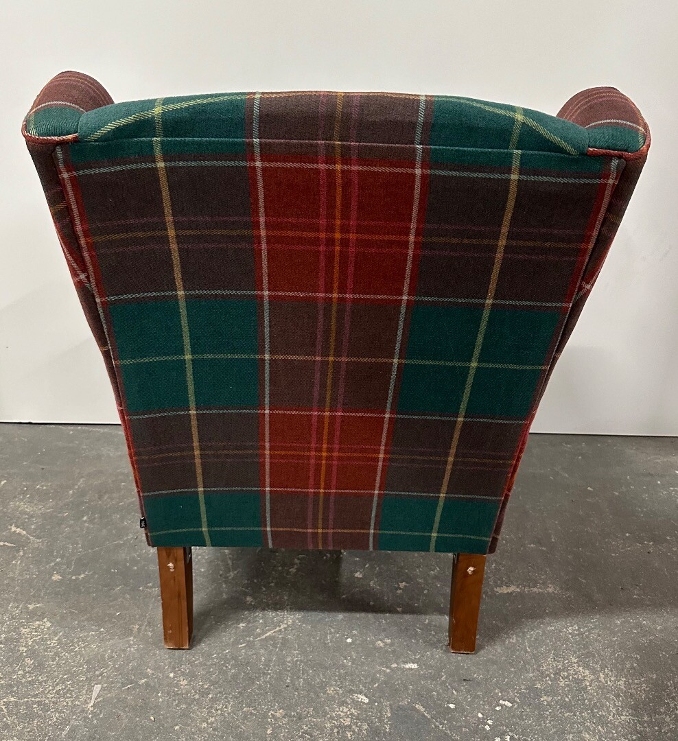 NEXT Sherlock tartan red wingback armchair and footstool CS B77 eBay