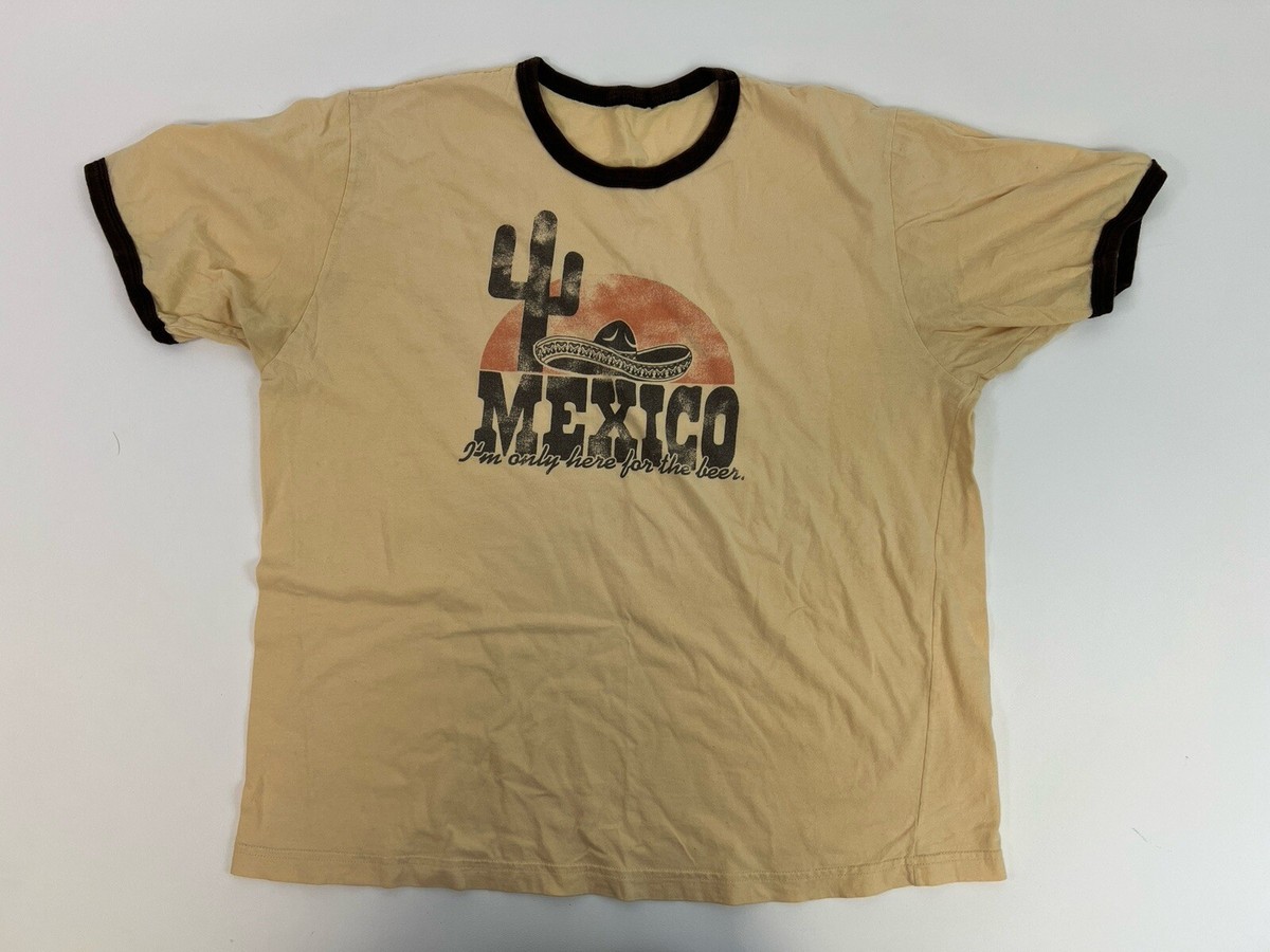 Vintage Ringer Tee T-shirt Mexico I'm Only Here For The Beer