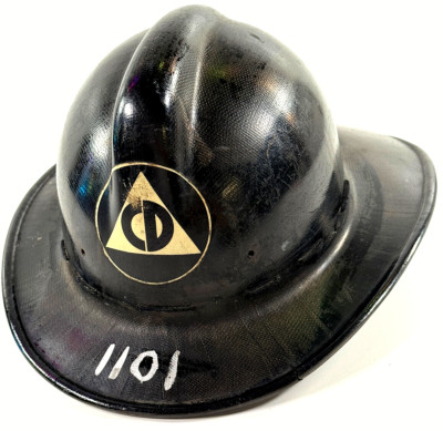 vtg Cold War Civil Defense Fireman Fire Fighter's Helmet Skullguard black mine 