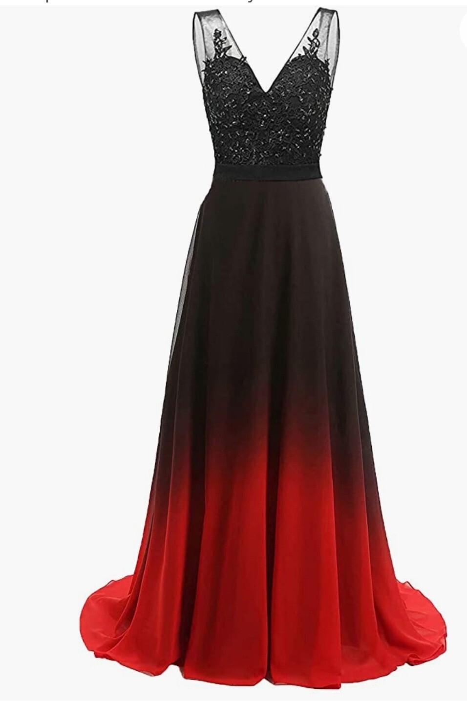 Ombre Chiffon Long Sequin Beaded Dress Gem