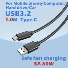 USB 3.2 USB-A to USB-C cable 10Gbps Data Transfer 3A 60W Fast Charging Cord new