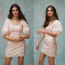 Laura Ashley x Urban Outfitters Mel Light Pink Floral Puff Sleeve Dress Large