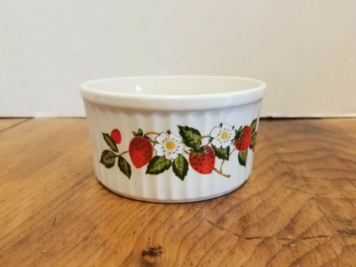 Vintage Sheffield Strawberries & Cream Stoneware Ramekin Japan