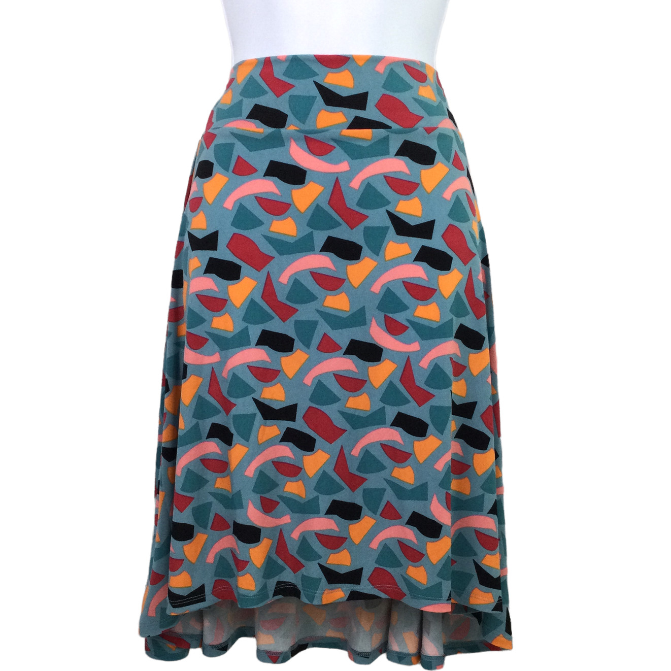 Lularoe Blue Geometric Pattern Stretch Waist Asym… - image 1