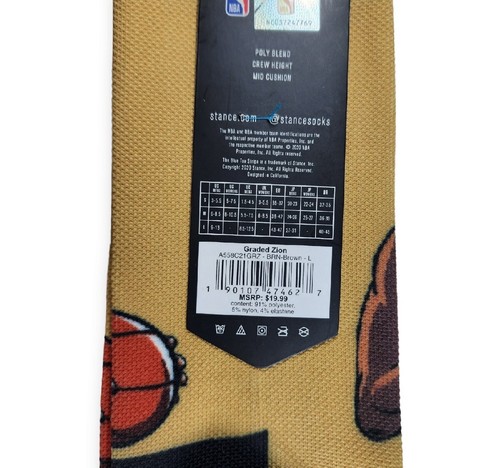Stance NBA Graded Zion Williamson Pelicans Crew Socks Large Mens 9-13 - Picture 6 of 6