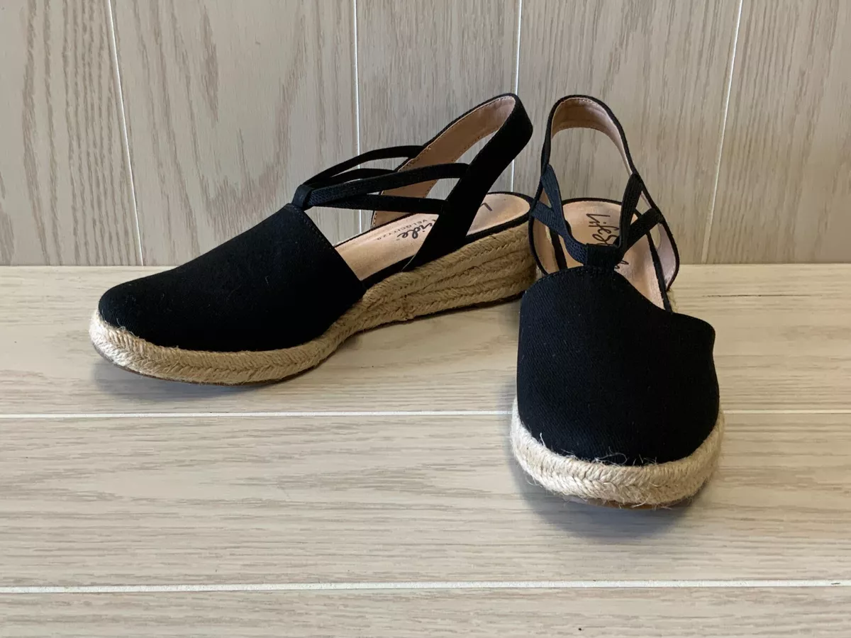 LifeStride Katrina 2 Wedge Sandal Women s Size 10 M Black NEW