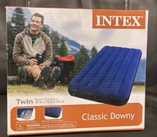Intex Twin Size Classic Downy Inflatable Air Bed Mattress 68757WA (Blue)