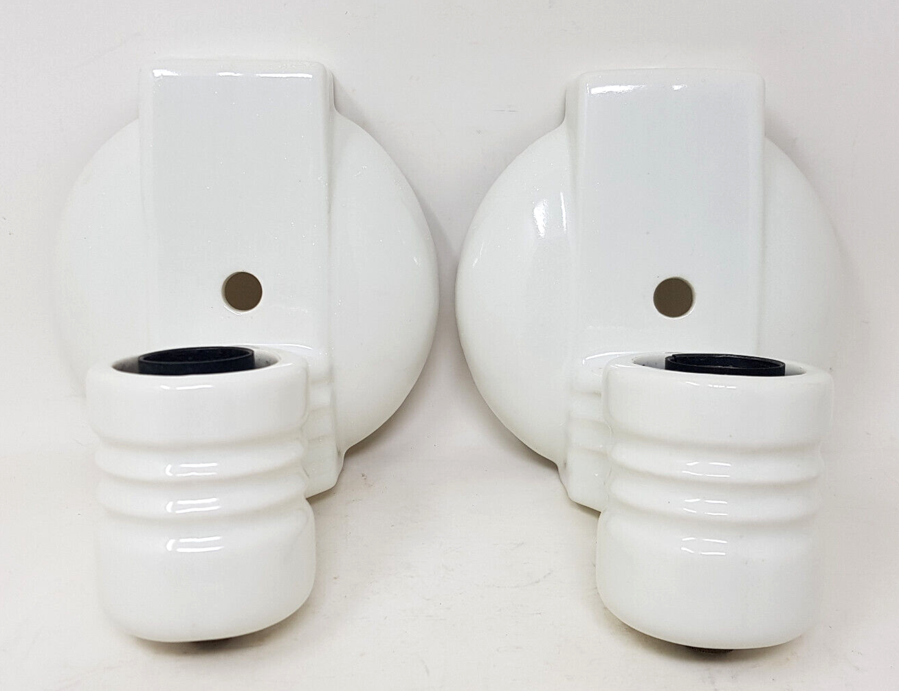 Vintage PAIR Art Deco Porcelain Wall Sconce Light Bathroom Vanity eBay