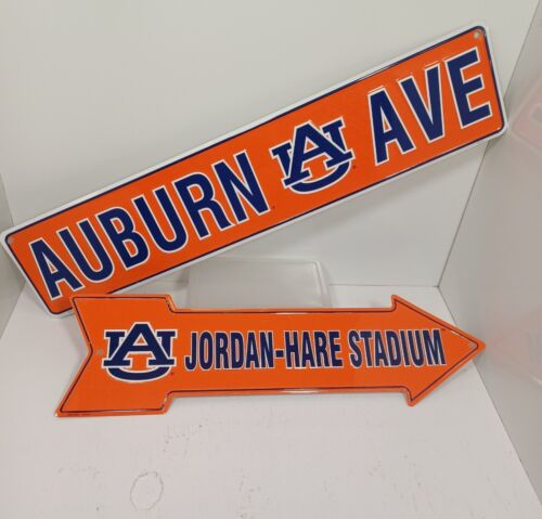 Auburn University AU Tigers Fan (2) Signs Metal Embossed Sports Wall Decor - Picture 1 of 5