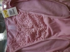Vintage OLGA Pink Sissy Panties Sheer Nylon Lace Hi Cut Panty, Size Large