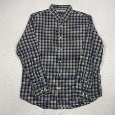 Banana Republic Shirt Slim Fit Mens Large Blue Plaid Button Up Long Sleeve 