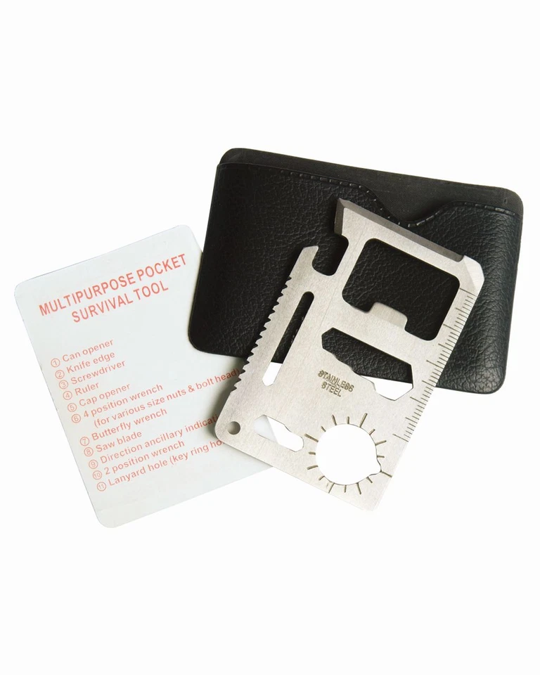 MIL-TEC Multi Survival Tool Werkzeug Messer Schraubenschlüssel Säge Scheckkarten Größe