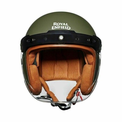 Fits Royal Enfield Battle Green Open Face with Visor Helmet Size M 580mm 