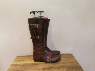 GABOR Ladies/Women Brown Leather Zipped Mid-Calf Boot