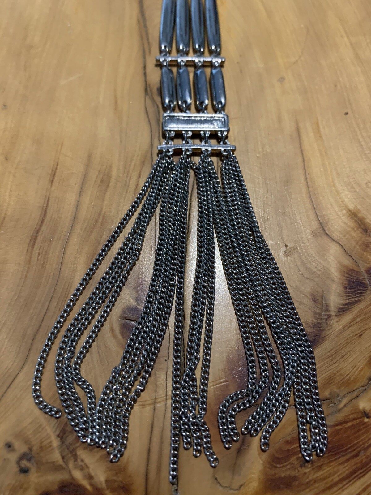 Silvertone Pendant Dangle Statement Necklace 24” - image 2