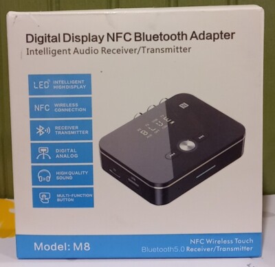 Digital Display NFC Bluetooth Adapter - Audio Receiver/Transmitter (Model M8)